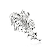 Brosa argint cu cristale Leaf DiAmanti BRO-007-AS